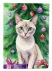 Thai Lilac Cat By the Christmas Tree Garden Flag Mailbox Flag Decorative Yard Flag Banner Outside Patio Artwork Yard Flower Beds, Garden Size