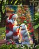 American Eskimo and Santa Claus Garden Flag Mailbox Flag Decorative Yard Flag Banner Outside Patio Artwork Yard Flower Beds, Garden Size, Multicolor