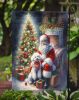 Bichon Frise and Santa Claus Garden Flag Mailbox Flag Decorative Yard Flag Banner Outside Patio Artwork Yard Flower Beds, Garden Size, Multicolor