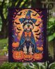 Schnauzer Witchy Halloween Garden Flag Mailbox Flag Decorative Yard Flag Banner Outside Patio Artwork Yard Flower Beds, Garden Size, Multicolor