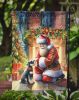 Schnauzer and Santa Claus Garden Flag Mailbox Flag Decorative Yard Flag Banner Outside Patio Artwork Yard Flower Beds, Garden Size, Multicolor